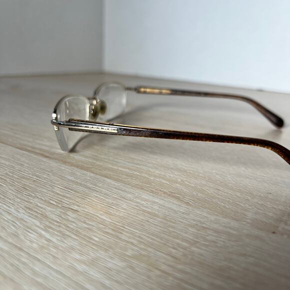 Prada VPR 52O ZVN-1O1 Eyeglasses Gold Brown Half Rim Frames READ 52-17-135 Italy - Picture 8 of 10